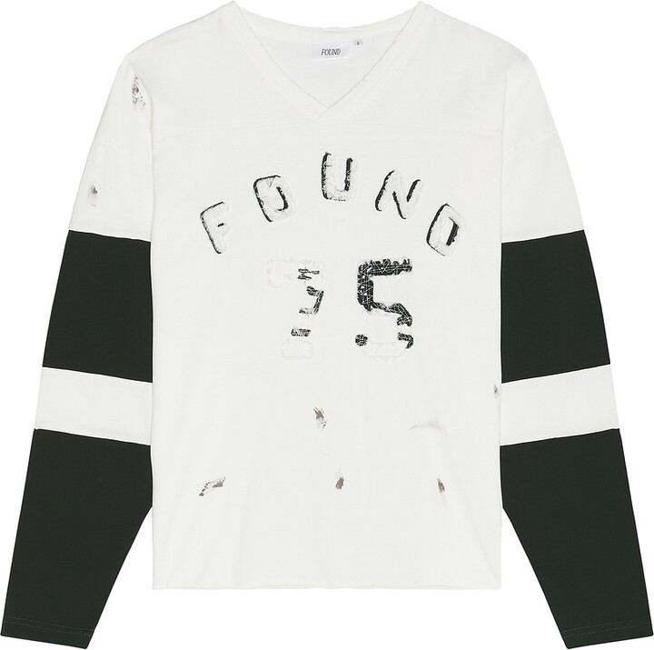 Found Distressed Long Sleeve Team Jersey in White