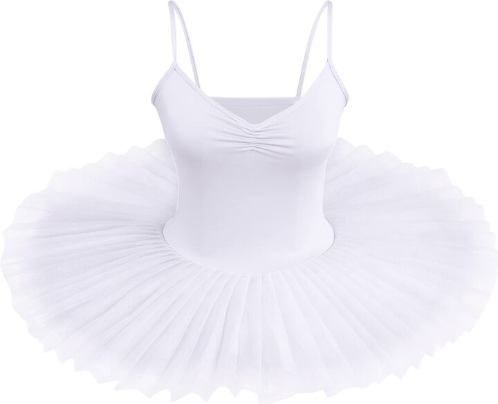 Girls Ballet Leotard With Hard Tutu Skirt - Swan Lake Inspired Dance Costume With Feather Hem, Sleeveless For Recitals