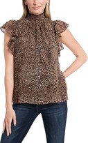 Thumbnail for your product : 1 STATE Leopard Print Flutter Sleeve Blouse