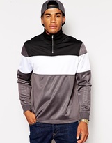 Thumbnail for your product : ASOS Zip Up Jacket In Poly Tricot With Cut & Sew Panels - Black