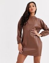 Thumbnail for your product : ASOS DESIGN leather look open back dress