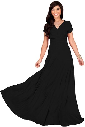 KOH KOH Womens Long Cap Short Sleeve V-Neck Flowy Cocktail Slimming Summer  Sexy Casual Formal Sun Sundress Work Cute Gown Gowns Maxi Dress Dresses -  ShopStyle
