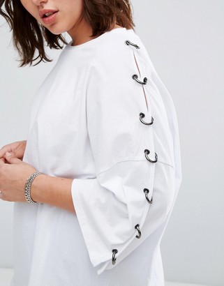 Alice & You 3/4 Sleeve Jersey Top With Chain Link Sleeve Detail