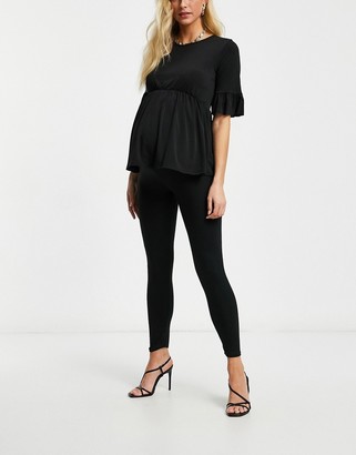 Flounce London Maternity Flounce Maternity over the bump supersoft leggings in black