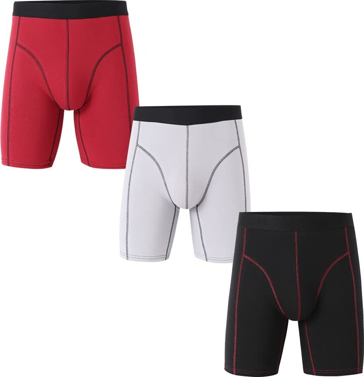 DODOMIAN Men's Boxer Briefs Cotton Long Leg Underwear for Men Long