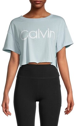 Calvin Klein Logo Cropped T-Shirt - ShopStyle Activewear Tops