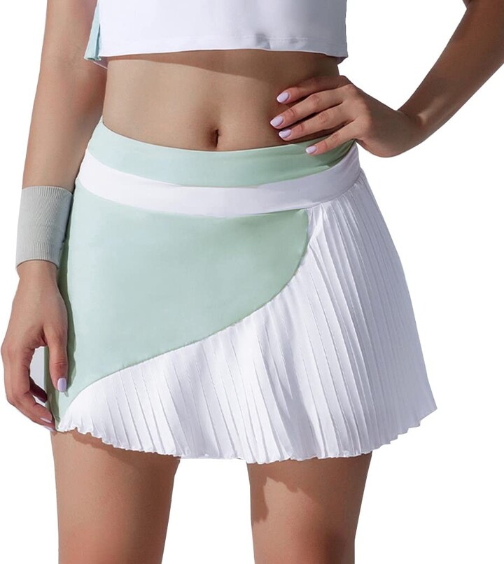 ZAYZ High Waisted Splicing Tennis Skirts Pleated Golf Running