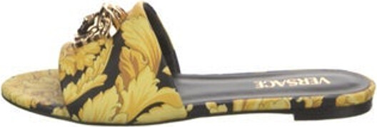 Versace Leather Slides Black Printed Unfortunately, due to restrictions, this item may not be eligible for shipping in all areas.