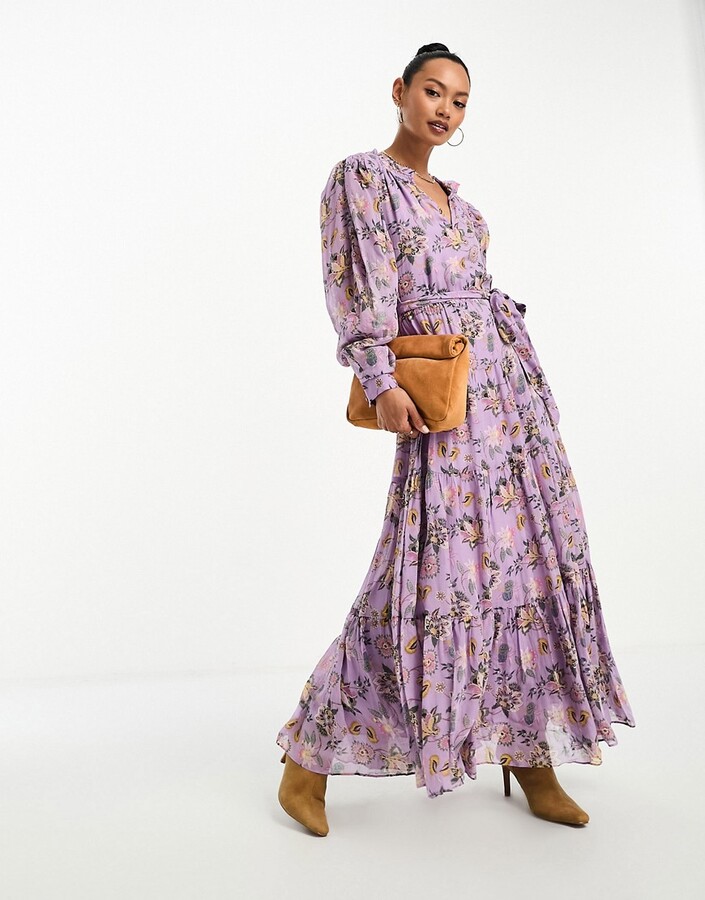And other stories & tiered maxi dress in purple floral - ShopStyle