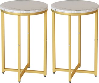 AWQM Faux Marble End Table Set of 2