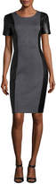 Thumbnail for your product : St. John Milano Knit Jewel-Knit Dress W/ Leather Sides