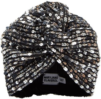 MaryJane Claverol Astoria sequin-embellished headwrap cap