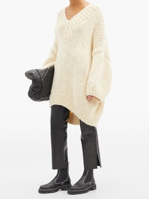 Mr. Mittens V-neck Dropped-shoulder Wool Sweater - Ivory