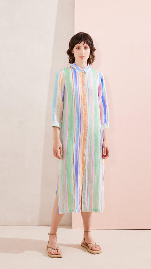 120% Lino Striped Shirt Dress - ShopStyle