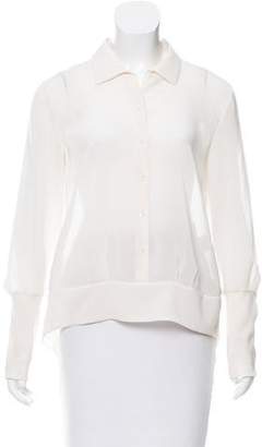 Theyskens' Theory Semi-Sheer Button-Up Blouse