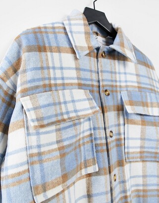 Collusion Unisex spliced check faux wool shacket