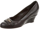 Thumbnail for your product : Fendi Leather Round-Toe Wedges