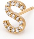 Sarah Chloe Amelia 14K Gold Diamond Stud Initial Earring, Single