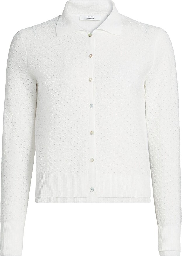 Vince Women's Double Layer Mesh Cardigan - Optic White - Size Large