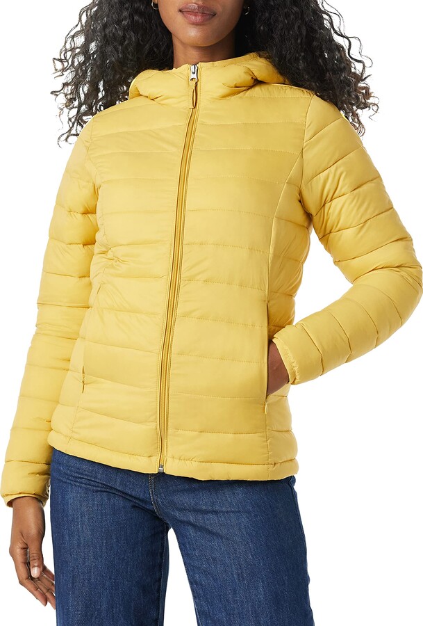 yellow lightweight puffer jacket