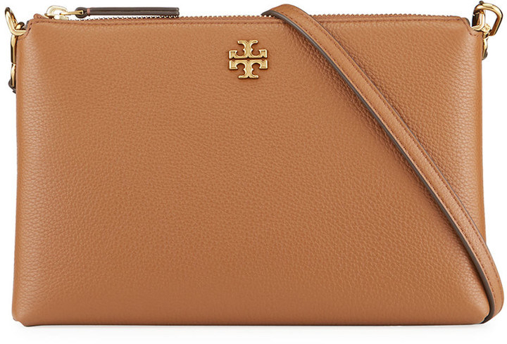 tory burch pebbled leather top zip crossbody bag