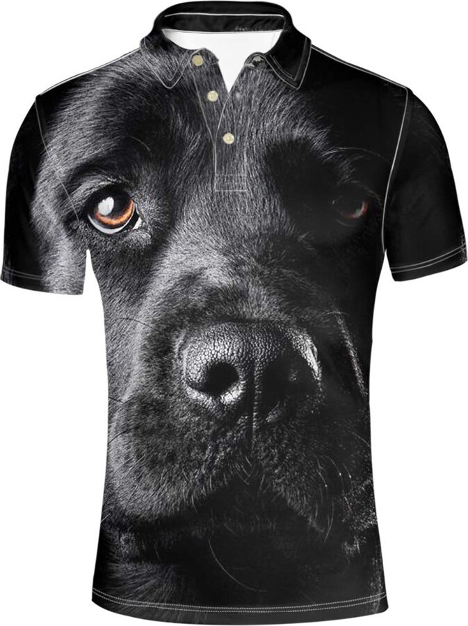 HUGS IDEA Black Dog 3D Print T-Shirt Men's Regular-Fit Sport Tennis ...