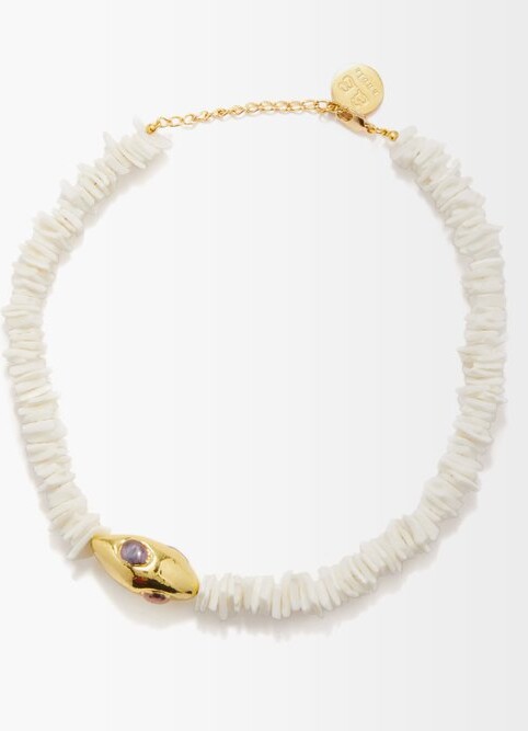 By Alona Koa Shell, Pearl & 18kt Gold-plated Necklace - White Gold -  ShopStyle