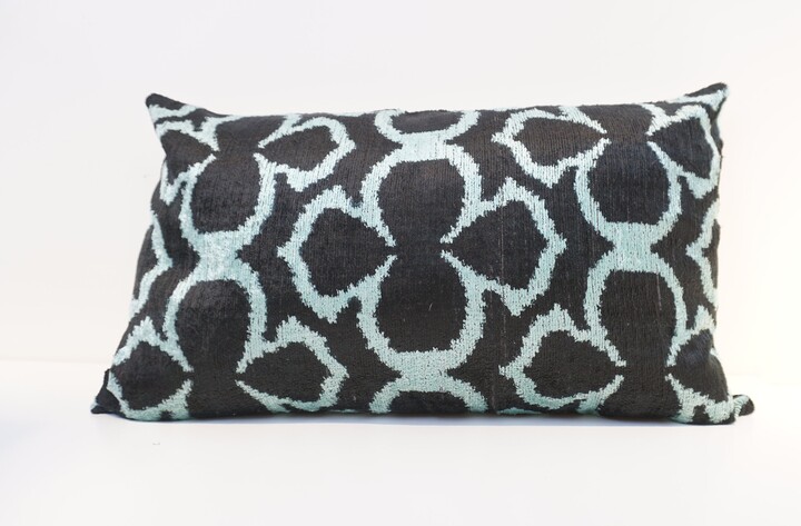 Ikat Velvet Pillow Cover, Handmade Silk, 16" X 24"