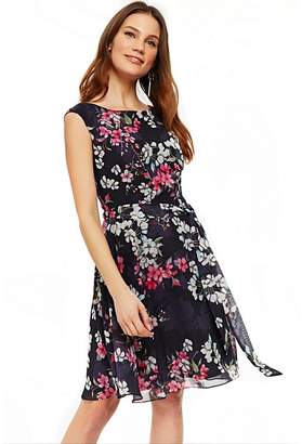 Wallis Navy Blossom Floral Fit And Flare Dress