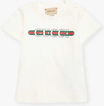 Gucci New White/Mc Branded-Print Short-Sleeved Cotton-Jersey T-Shirt 6 Months - 3 Years 9-12 Months