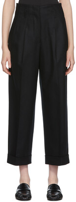 Margaret Howell Navy Pleated Crop Trousers