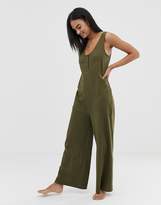 Thumbnail for your product : ASOS Design DESIGN lounge wide leg jumpsuit with buttons