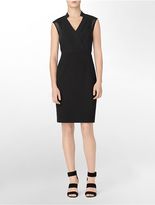 Thumbnail for your product : Calvin Klein Womens Sheer Accent + Pleated Sleeveless Shift Dress
