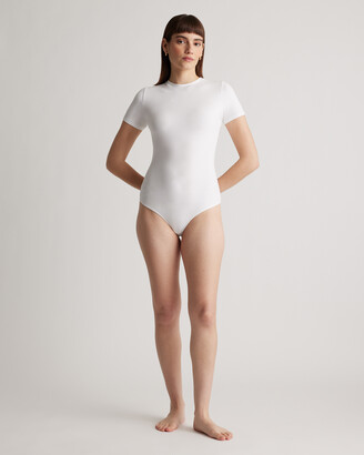 ASOS DESIGN short sleeve T-shirt bodysuit with sweetheart neckline in white