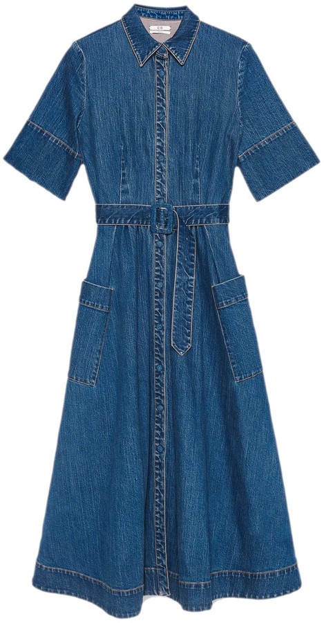 co belted denim dress