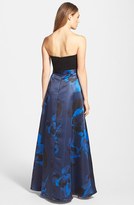 Thumbnail for your product : Aidan Mattox Floral Print Strapless Gown