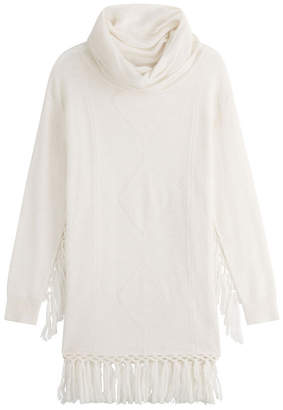 Mes Demoiselles Fringed Turtleneck Pullover with Alpaca