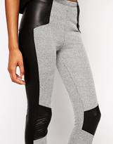 Thumbnail for your product : ASOS Textured Leggings with Leather Look Panels