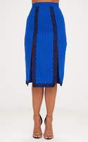 Thumbnail for your product : PrettyLittleThing Cobalt Pinstripe Split Midi Skirt