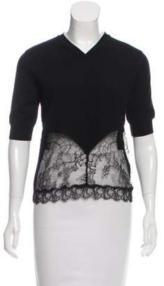 No. 21 Wool Lace-Accented Top Black No. 21 Wool Lace-Accented Top