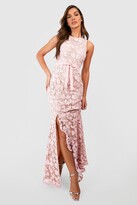 Thumbnail for your product : boohoo Lace Ruffle Split Maxi Dress