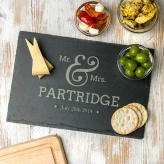 Dust and Things Personalised Mr And Mrs Slate Serving Board