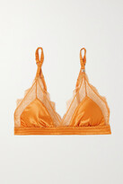 Thumbnail for your product : LOVE Stories Love Lace-trimmed Satin Soft-cup Triangle Bra - Orange