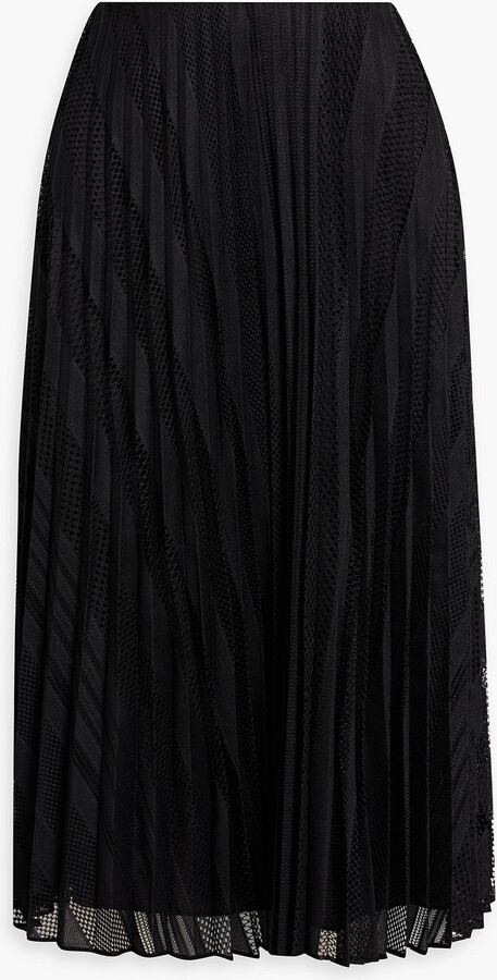 Theory Pleated lace midi skirt