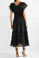 Thumbnail for your product : Zimmermann Iris Lace-trimmed Fil Coupé Cotton-voile Midi Dress - Black