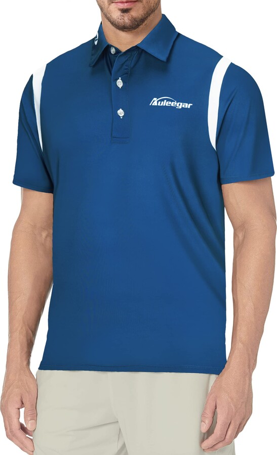 AULEEGAR Golf Shirts for Men Short Sleeve Summer Sun Shirt Lightweight Blue  L ShopStyle T-shirts