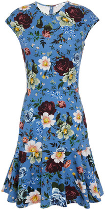 Erdem Darlina Fluted Floral-print Jersey Mini Dress
