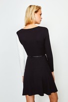 Thumbnail for your product : Karen Millen Viscose Jersey Colour Block Wrap Belted Dress