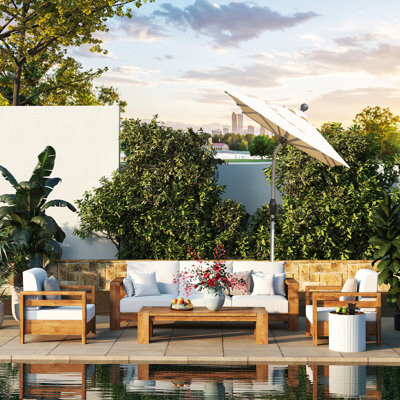 Arlmont & Co. Rectangle Market Umbrella with Center Pole