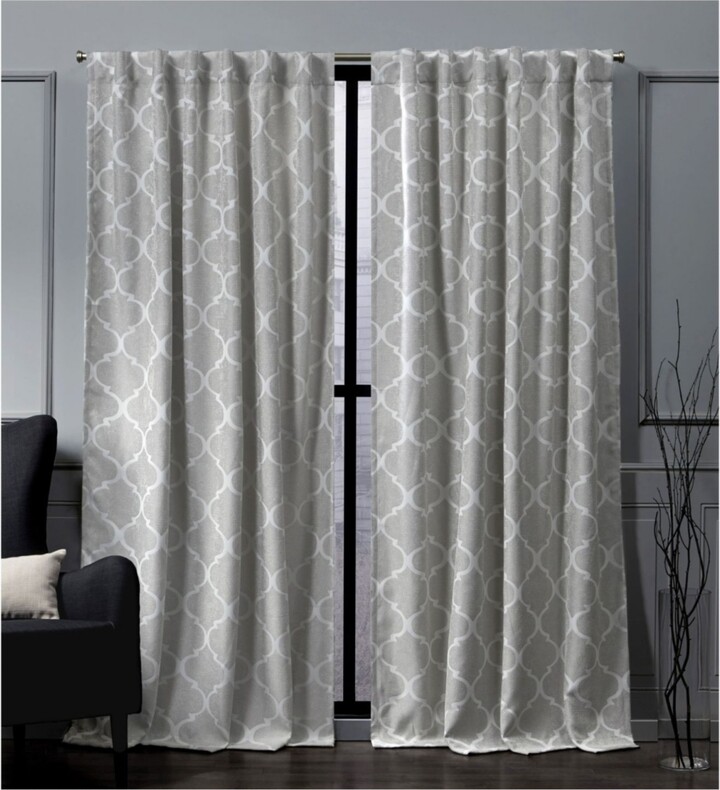 52x63 Black Pearl Exclusive Home Curtains Lancaster Basket weave Woven Blackout Hidden Tab Top Curtain Panel Pair 
